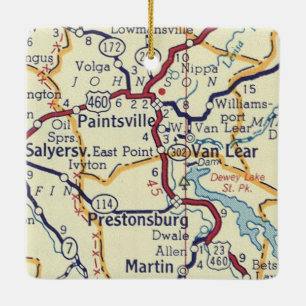 Ornement En Céramique Carte Vintage du KY de Paintsville