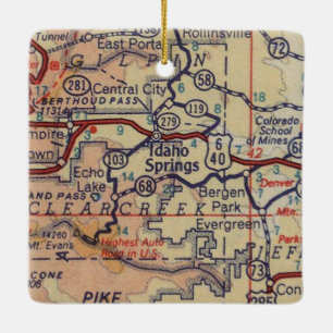 Ornement En Céramique Carte Vintage Idaho Springs CO