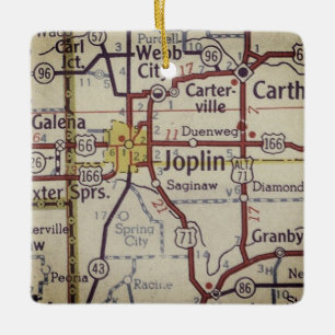 Ornement En Céramique Carte Vintage Joplin Missouri