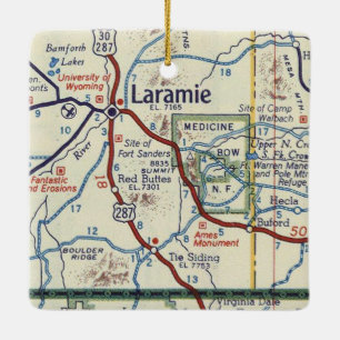 Ornement En Céramique Carte Vintage Laramie WY