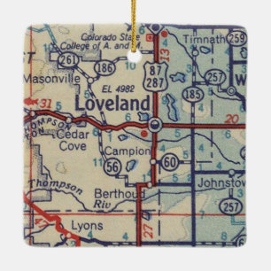 Ornement En Céramique Carte Vintage Loveland CO