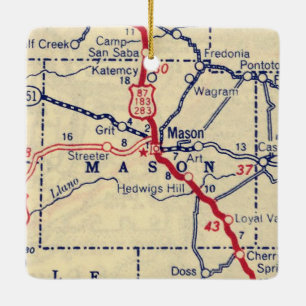 Ornement En Céramique Carte Vintage Mason TX