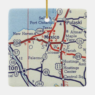 Ornement En Céramique Carte Vintage Mexique NY