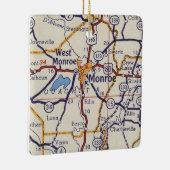 Ornement En Céramique Carte Vintage Monroe LA (Droite)