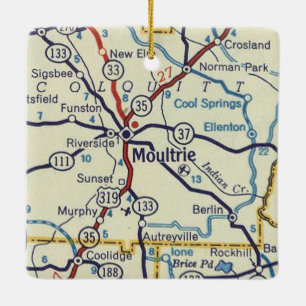 Ornement En Céramique Carte Vintage Moultrie GA
