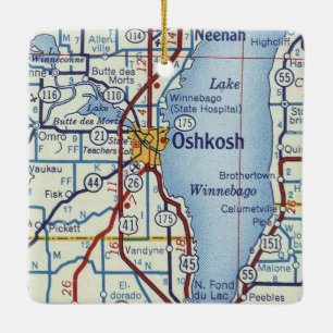Ornement En Céramique Carte Vintage Oshkosh
