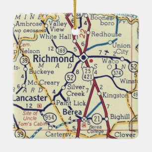 Ornement En Céramique Carte Vintage Richmond KY