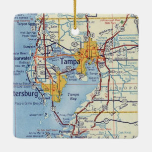 Ornement En Céramique Carte Vintage Tampa FL