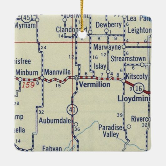 Ornement En Céramique Carte Vintage Vermillion AB (Dos)