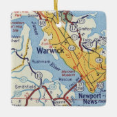 Ornement En Céramique Carte Vintage Warwick VA (Devant)