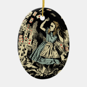 Ornement En Céramique Cartes volantes d'Alice vintage foncé