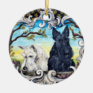 Ornement En Céramique Cartouche de Terrier d'écossais