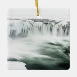 Ornement En Céramique Cascade de Godafoss, hiver, Islande