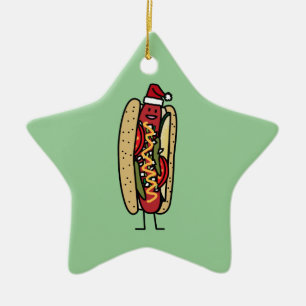 Ornement En Céramique Casquette de Père Noël de Noël de hot-dog de st