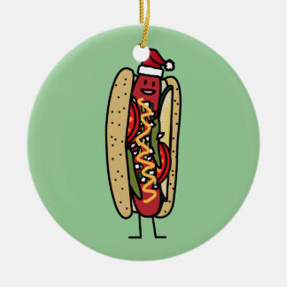 Ornement En Céramique Casquette de Père Noël de Noël de hot-dog de style