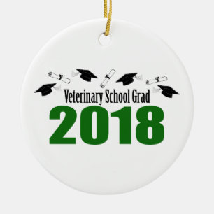 Ornement En Céramique Casquettes du diplômé 2018 d'école vétérinair