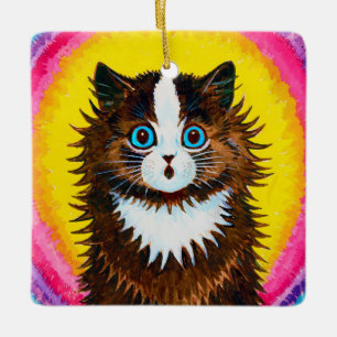 Ornement En Céramique Cat à Rainbow, Louis Wain