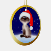 Ornement En Céramique Cat à Santa Hat (Droite)