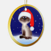 Ornement En Céramique Cat à Santa Hat (Gauche)