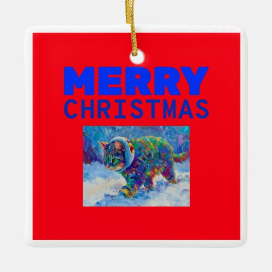 Ornement En Céramique Cat in Snow Wearing Ear Muffs (Devant)