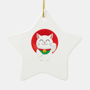 Ornement En Céramique Cat Maneki Neko Japon Chat amusant Idée de cadeau