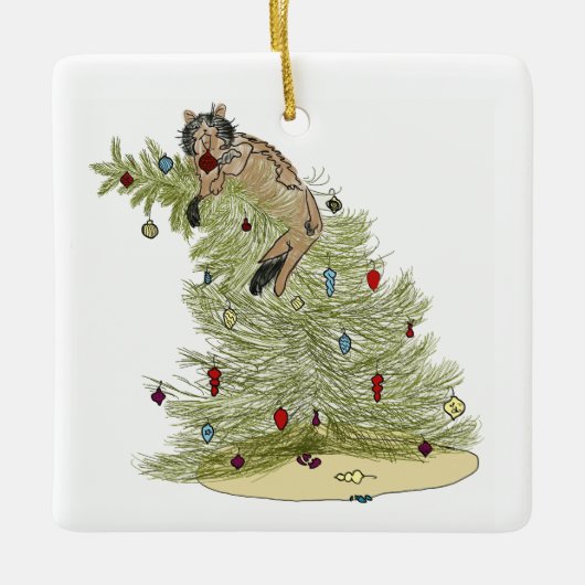 ORNEMENT EN CÉRAMIQUE CAT TREE ORNAMENT (Devant)
