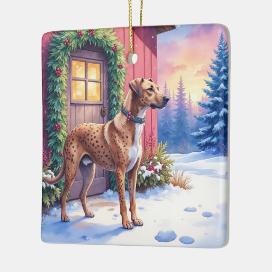 Ornement En Céramique Catahoula Leopard Dog Rustic Barn Christmas Art (Gauche)