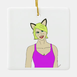 Ornement En Céramique catgirl