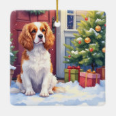 Ornement En Céramique Cavalier King Charles Spaniel Snowy Christmas (Dos)