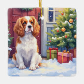 Ornement En Céramique Cavalier King Charles Spaniel Snowy Christmas (Devant)