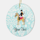 Ornement En Céramique Cavalier turquoise de damassé (Gauche)