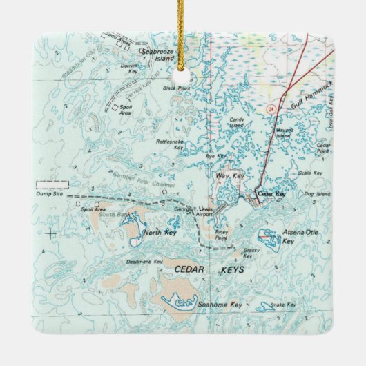 Ornement En Céramique Cedar Key FL Map (Dos)