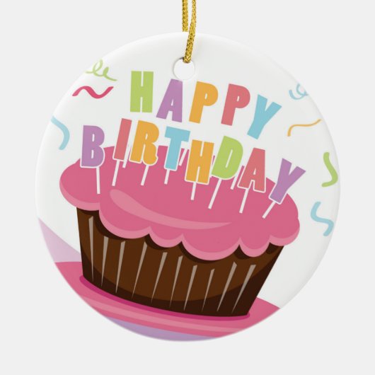 Ornement En Céramique célébration de joyeux anniversaire (Devant)