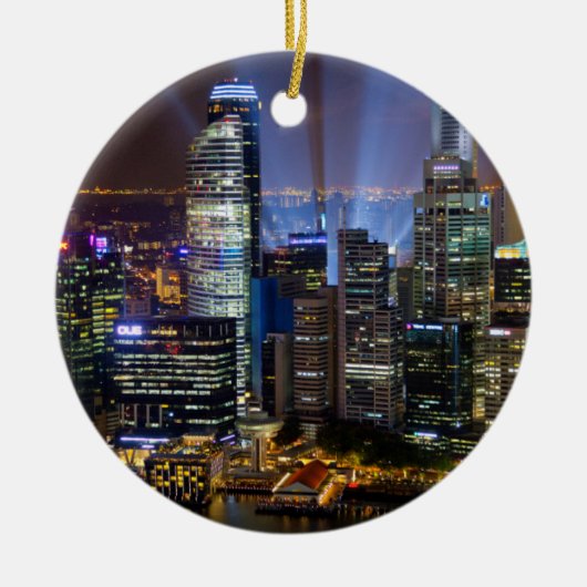 Ornement En Céramique Centre-ville de Singapour la nuit (Devant)
