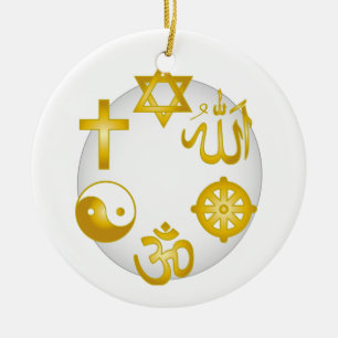 Ornement En Céramique Cercle des symboles religieux d'or