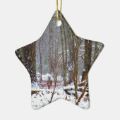 Ornement En Céramique cerf à queue blanche dans la neige (Gauche)