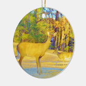 Ornement En Céramique Cerf de couleur moutarde avec bleu clair (Gauche)