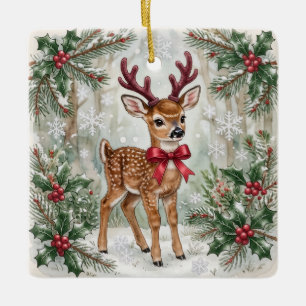 Ornement En Céramique Cerf de la forêt, premier Noël de bébé, personnali