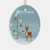 Ornement En Céramique Cerf de Noël à l'Écharpe rouge (Droite)