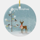 Ornement En Céramique Cerf de Noël à l'Écharpe rouge (Dos)