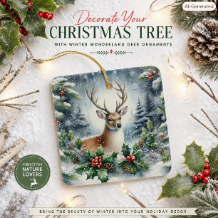 Ornement En Céramique Cerf faune Noël blanc Céramique Amoureux de la nat