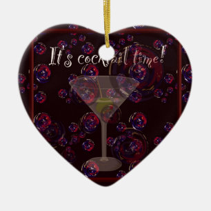 Ornement En Céramique C'est l'heure du cocktail, amusant martini bulles