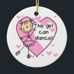Ornement En Céramique Cette fille peut danser le T-shirts et les cadeaux<br><div class="desc">Si vous aimez danser et des chiffres de bâton vous aimerez ce chiffre mignon de bâton conception de ballerine dans le rose sur des T-shirts de ballerine,  des tasses,  des sacs,  des cartes,  des autocollants,  le magnet,  des coussins,  et d'autres articles !</div>