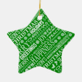 Ornement En Céramique Chalk Noyer Noël Salutation En Vert Et Blanc (Devant)