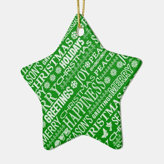 Ornement En Céramique Chalk Noyer Noël Salutation En Vert Et Blanc (Gauche)