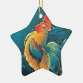 Ornement En Céramique chanticleer à l'aube (Gauche)