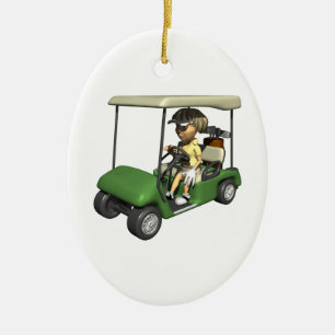 Ornement En Céramique Chariot de golfeur de femme