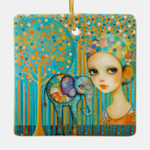 Ornement En Céramique Charme des éléphants