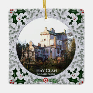 Ornement En Céramique Chasse Tartan Scottish Hay Clan Castle Xmas