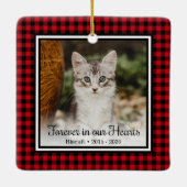 Ornement En Céramique Chat à carreaux rouges de Buffalo Forever In Our H (Dos)
